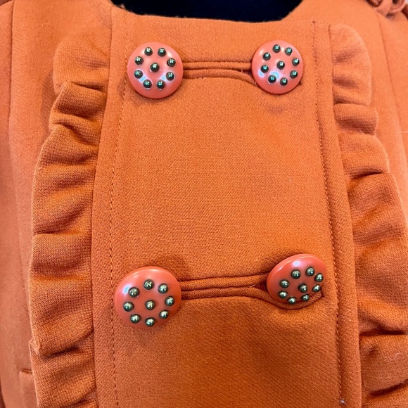 Anthropologie Leifsdottir Sunlit Grove Orange Ruffle Silk Lining RARE Coat Sz 8 - Picture 3 of 14